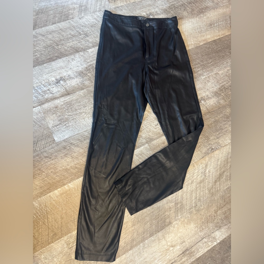 TopShop size 4 black leather look pants, like new